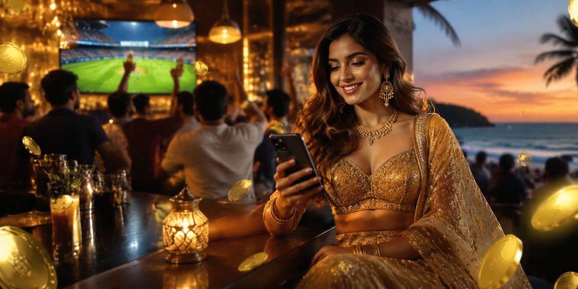 Relaxed player using mobile phone to place Andar Bahar bets on Goa beach