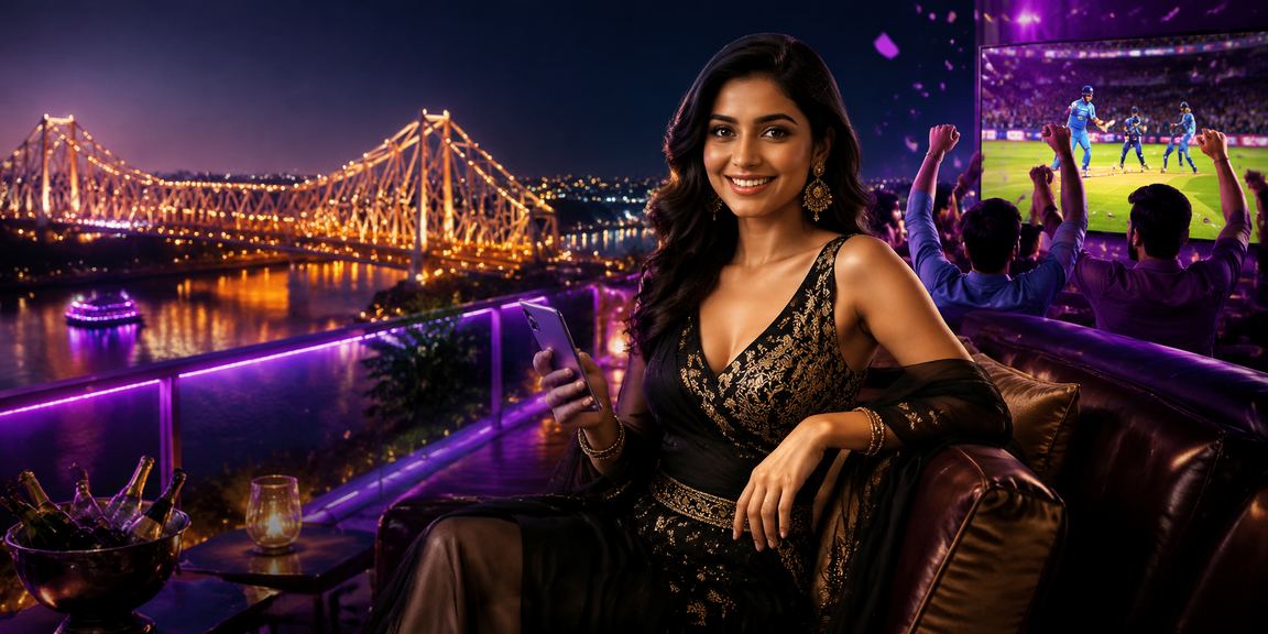 Kolkata Howrah Bridge with model promoting registration bonus