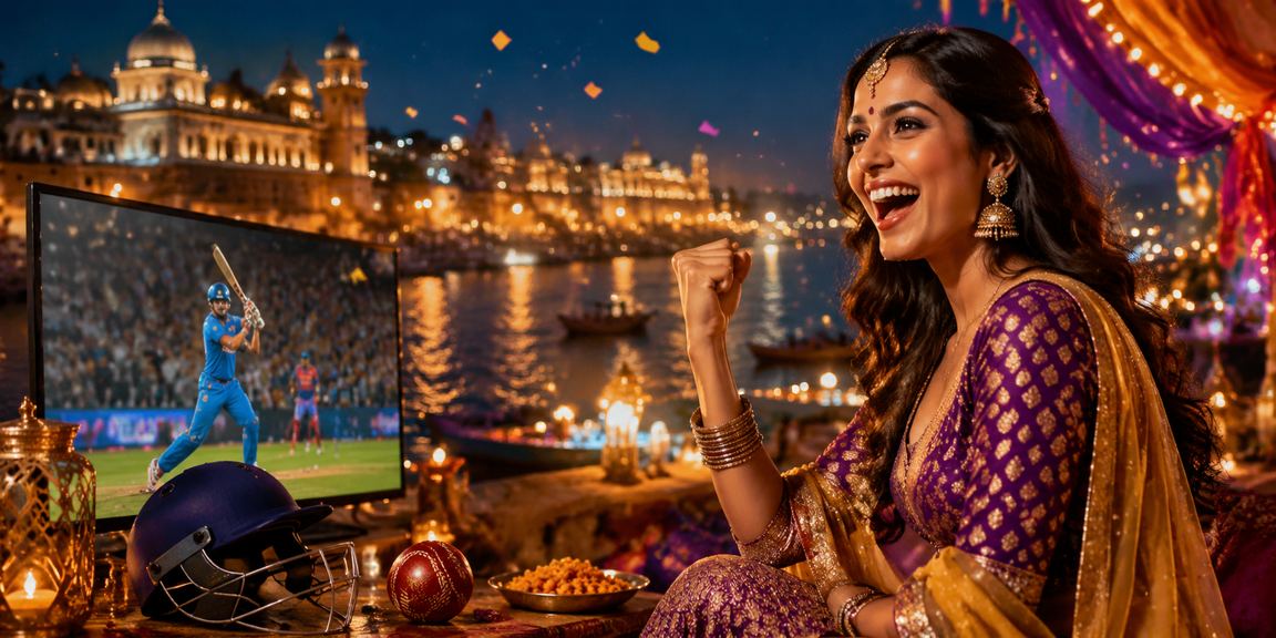 Night market in Lucknow bustling with cricket enthusiasts using mobile betting